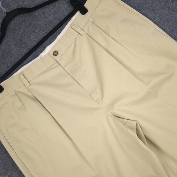 L.L.Bean Other - LL Bean Classic Fit Pleated Chinos Mens 42x32 Khaki Tan Cotton Pants
